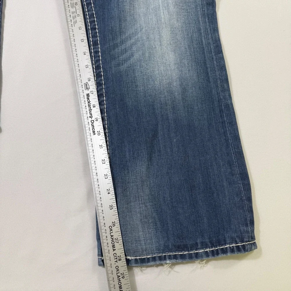 Rock Revival Jeans Mens 36 (fits 37x28) Blue Aaron Bootcut Distressed Moto Y2K